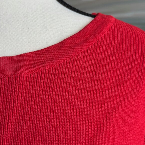 ZARA KNIT RED LONG SLEEVES SWEATER, SZ. M - Picture 2 of 5